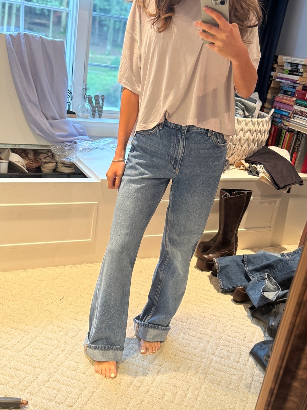 Dynamite Heidi Mid Rise Wide Leg Jeans Medium Wash Size 0/25